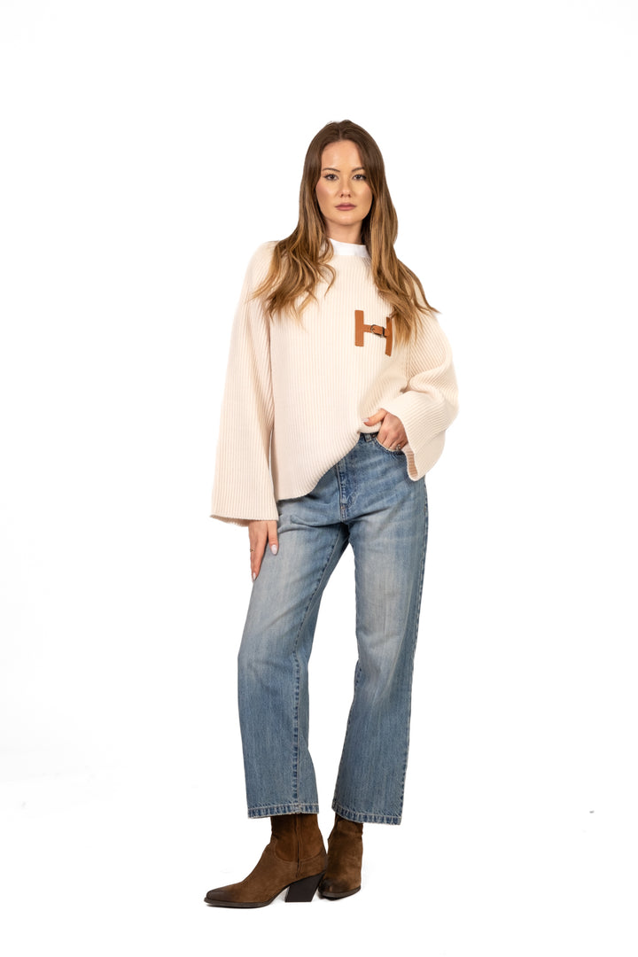 Tensione In - Maglia a coste con applicazione Art. W5HMJ63A400