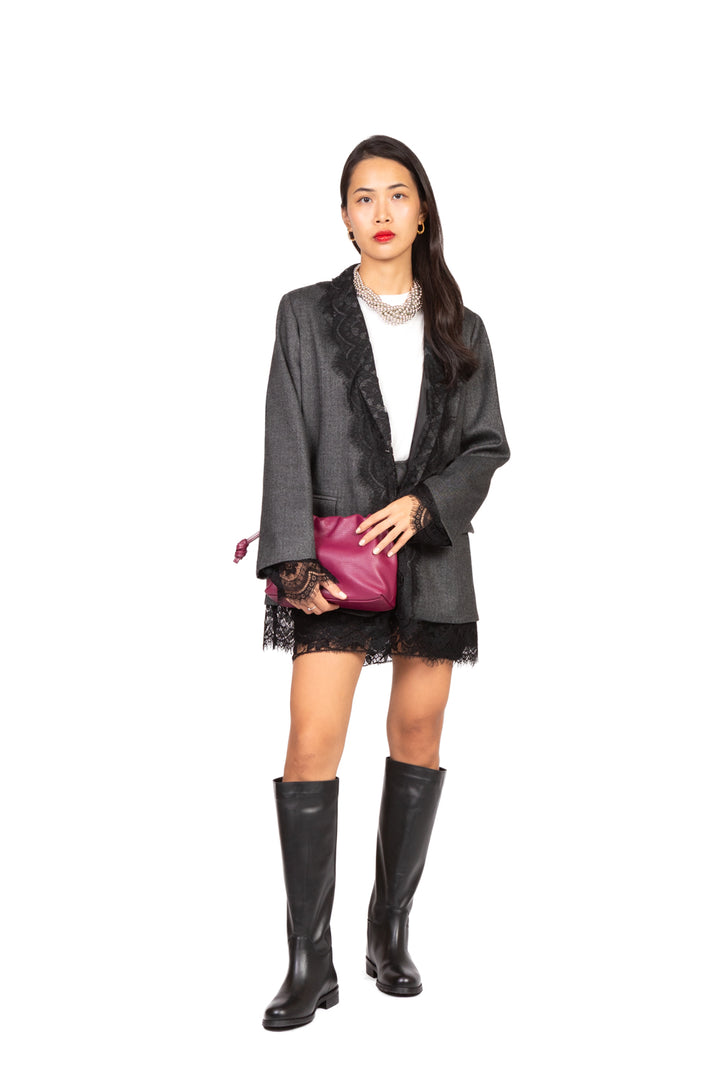 Tensione In - Gonna mini spigata con pizzo Art. 37649