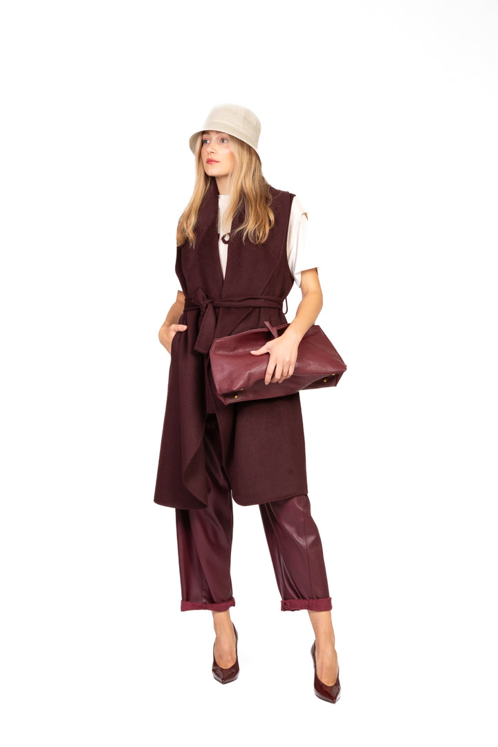 Vicolo - Cappotto hand made smanicato con cinta Art. TF0056