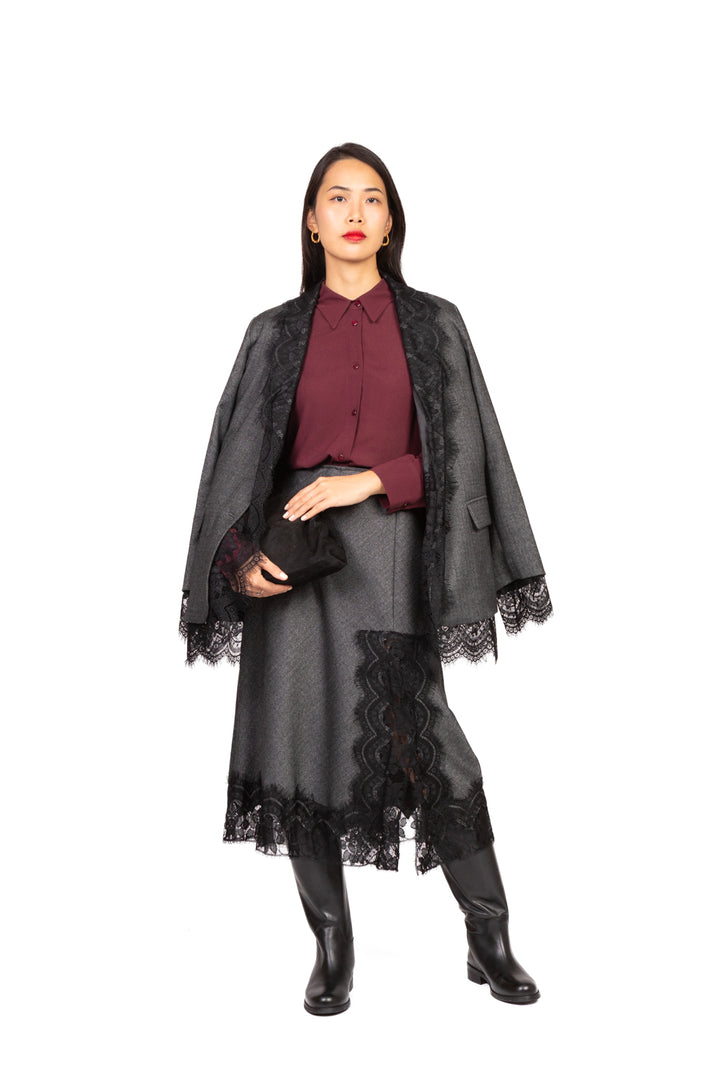 Tensione In - Gonna spigata intarsi pizzo Art. 37619