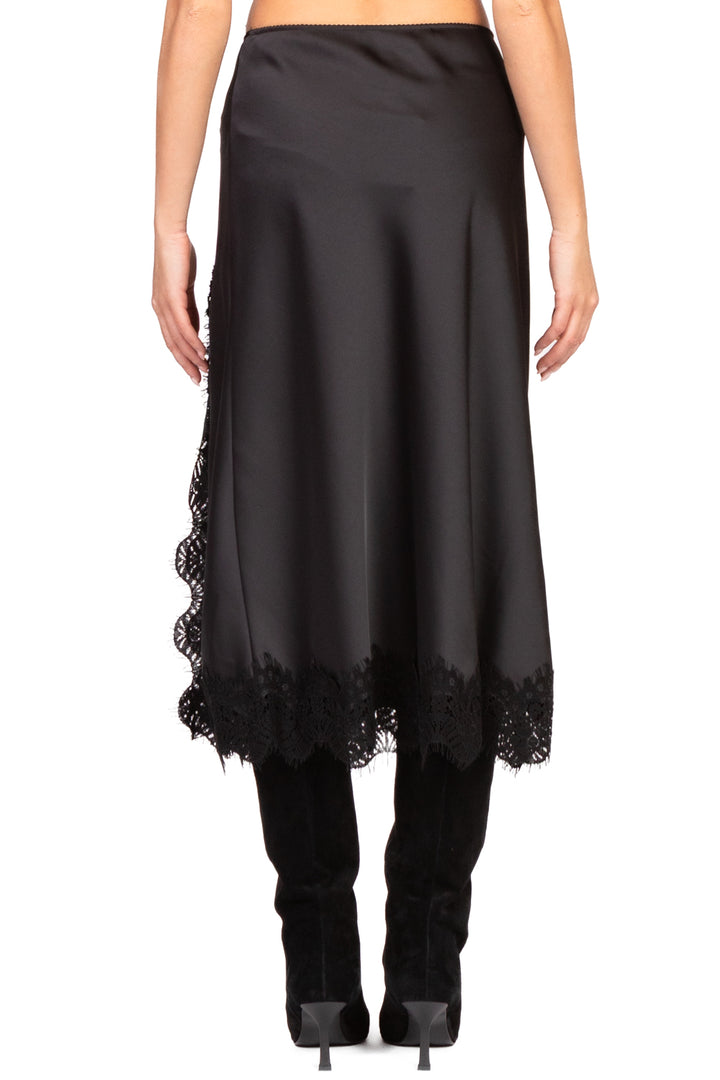 Tensione In - Gonna satin orlo in pizzo con spacco Art. 37527