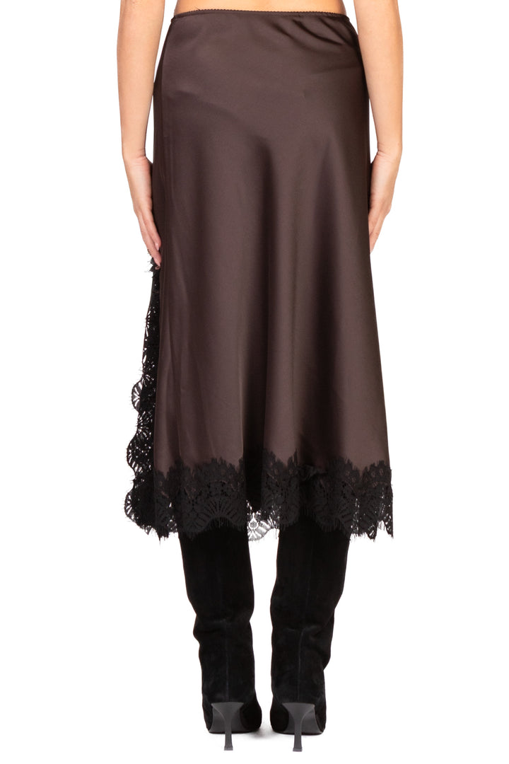 Tensione In - Gonna satin orlo in pizzo con spacco Art. 37527