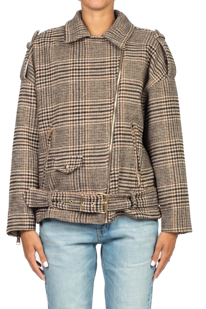 Tensione In - Giacca chiodo in tessuto galles Art. 26B913