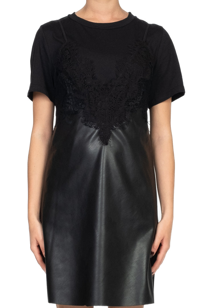 Tensione In - Abito midi ecopelle e pizzo con t-shirt Art. 37653-A