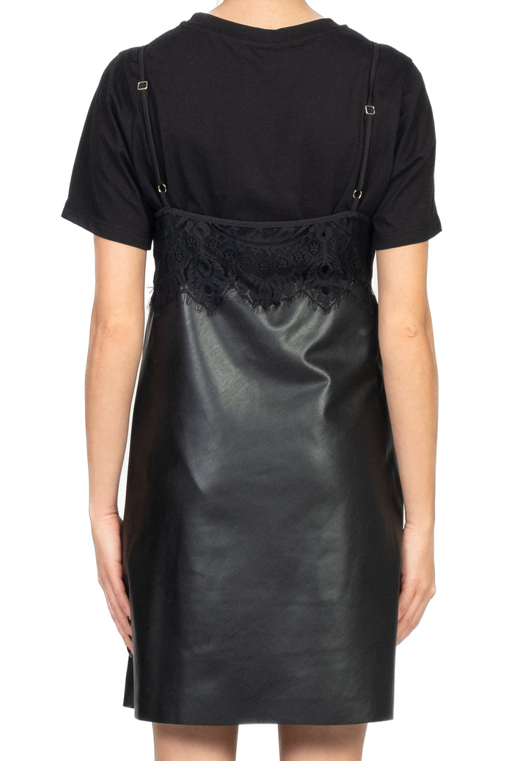 Tensione In - Abito midi ecopelle e pizzo con t-shirt Art. 37653-A