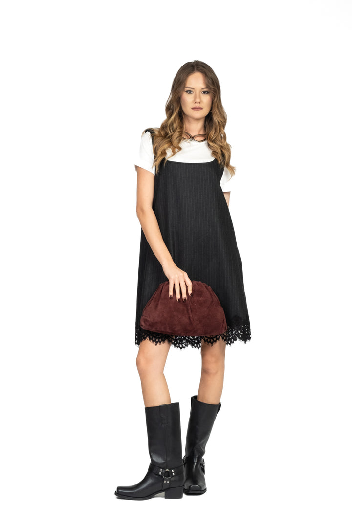 Tensione In - Abito mini gessato con t-shirt Art. W25X613