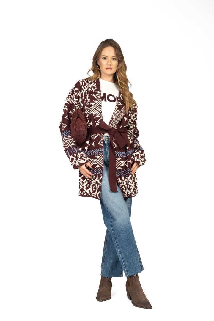 Tensione In - Caban fantasia con cintura Art. 25A583AI25