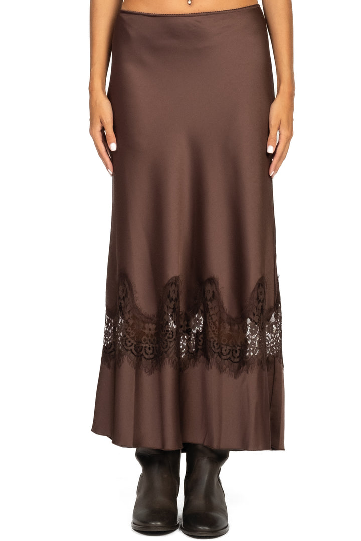 Tensione In - Gonna satin con intarso in pizzo Art. 37684