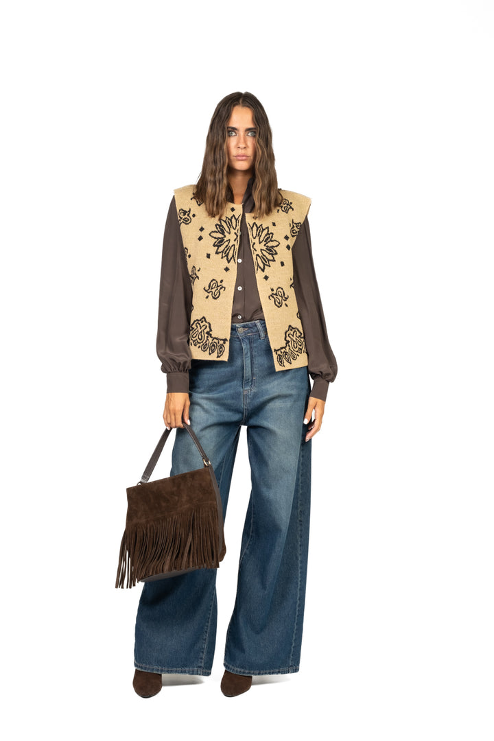 Tensione In - Gilet aperto ricamato Art. W5HMG61A400