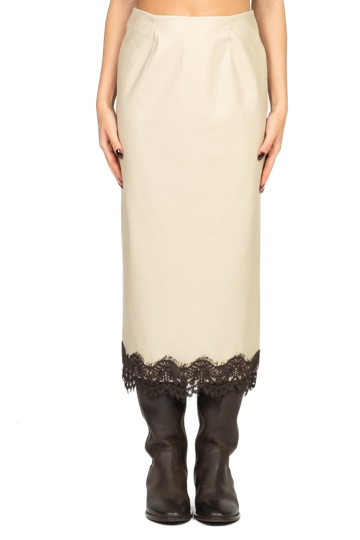 Tensione In - Gonna tubino ecopelle con pizzo Art. 37676