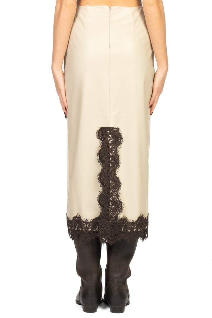 Tensione In - Gonna tubino ecopelle con pizzo Art. 37676