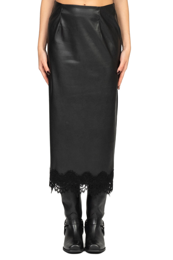 Tensione In - Gonna tubino ecopelle con pizzo Art. 37676