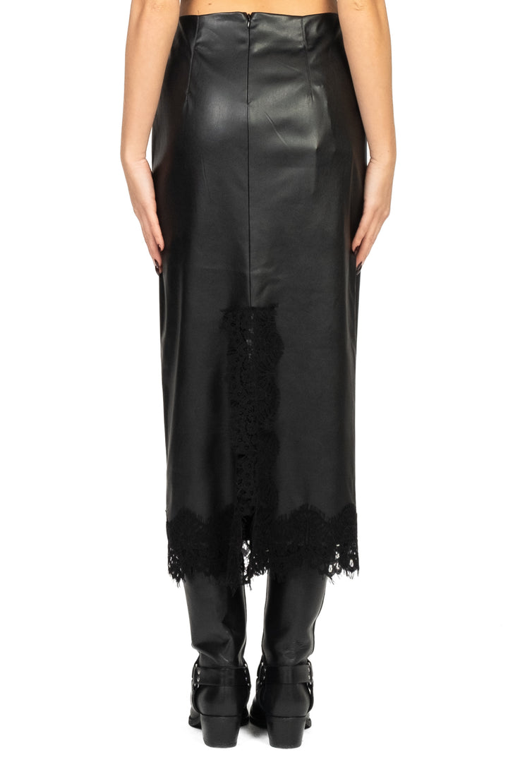 Tensione In - Gonna tubino ecopelle con pizzo Art. 37676