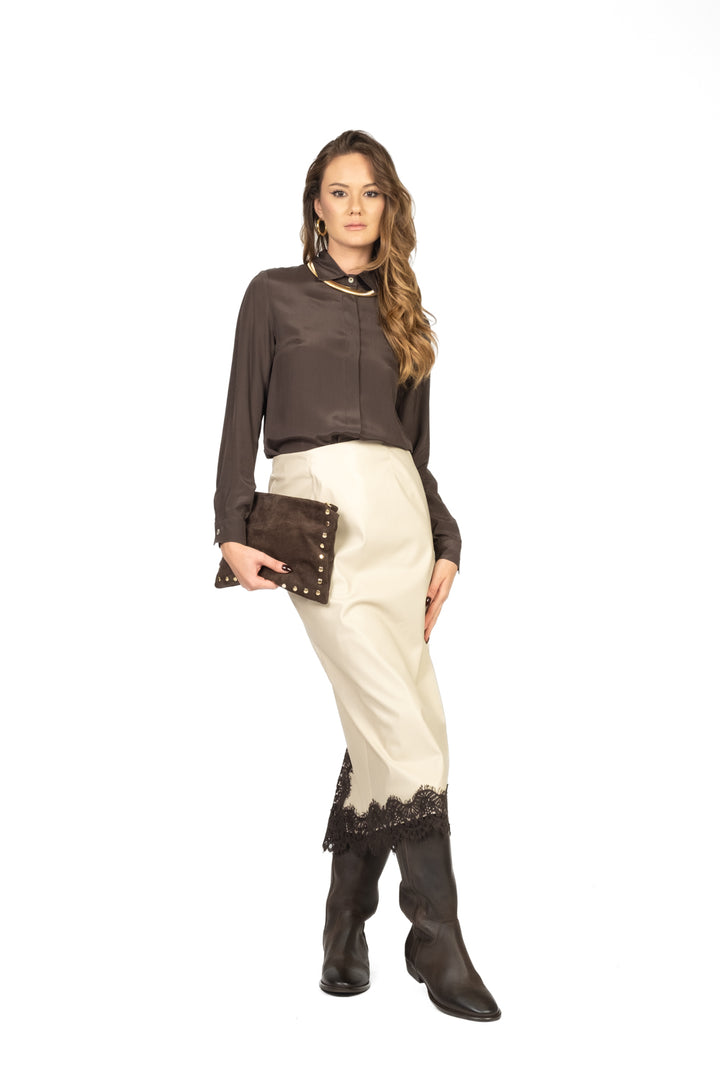 Tensione In - Gonna tubino ecopelle con pizzo Art. 37676