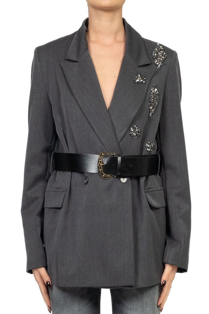 Dixie - Giacca doppio petto con cintura e applicazioni Art. J845Y043