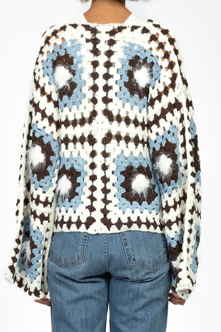 Emunà - Cardigan crochet chiusura laccio