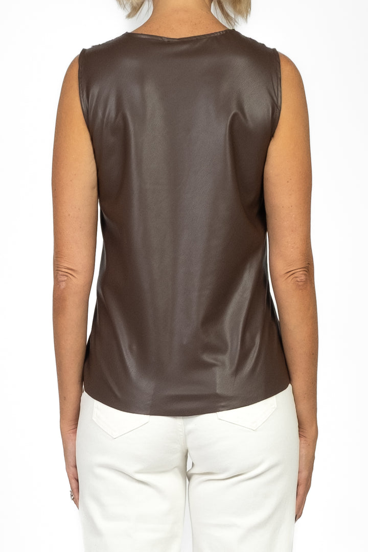 Tensione In - Canotta ecopelle con pizzo Art. 37654