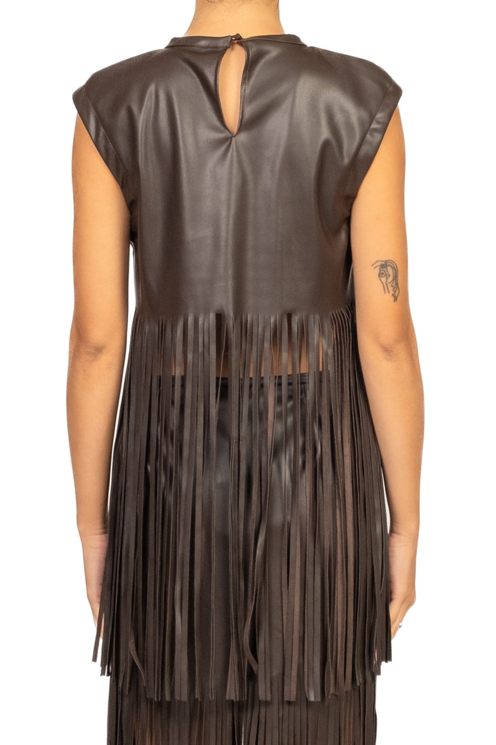 Tensione In - Top ecopelle con frange Art. W25M697