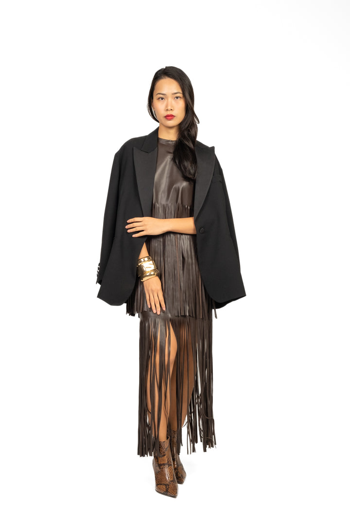 Tensione In - Top ecopelle con frange Art. W25M697