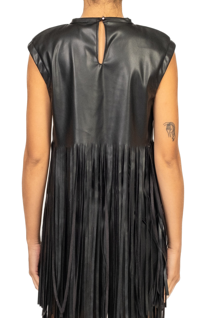 Tensione In - Top ecopelle con frange Art. W25M697