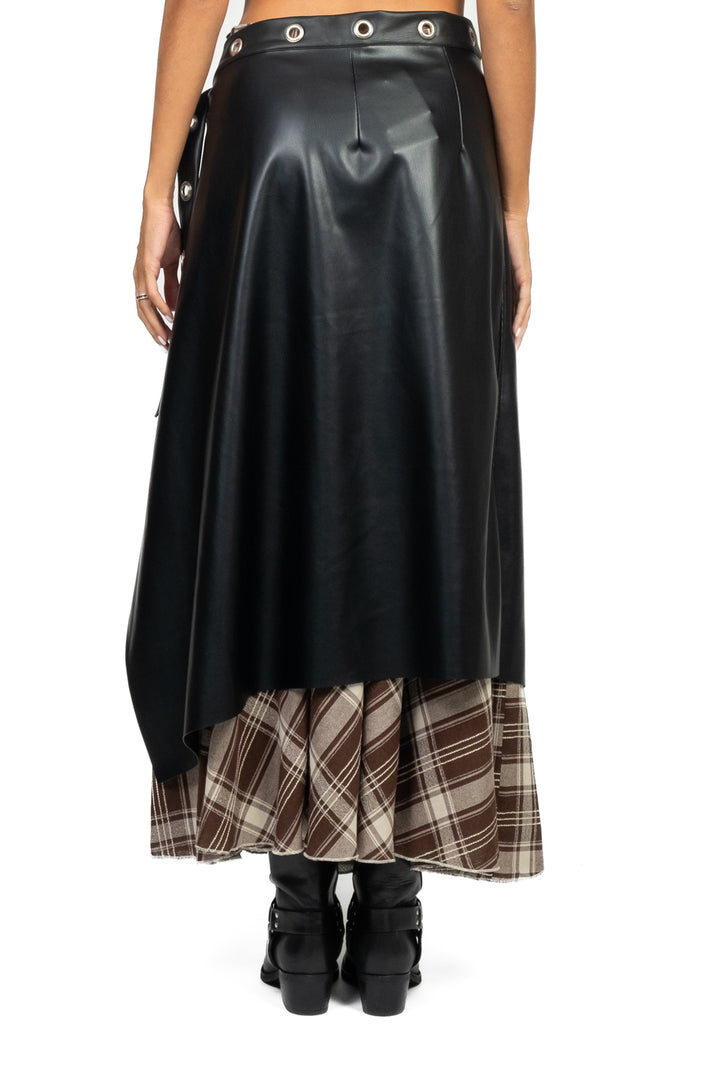 Dixie - Gonna check con sovrapposizione in ecopelle Art. GDCUYHC