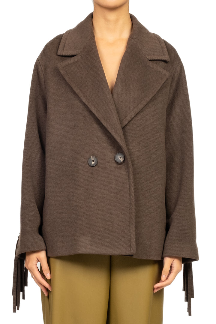 Vicolo - Giacca cappotto doppio petto con frange Art. TF1556