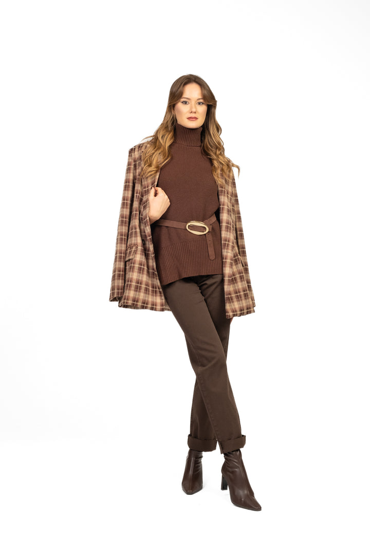 Tensione In - Giacca check doppio petto con spilla Art. W25J693