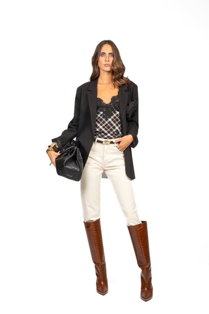 Tensione In - Top fantasia con intarsi pizzo Art.W25T723