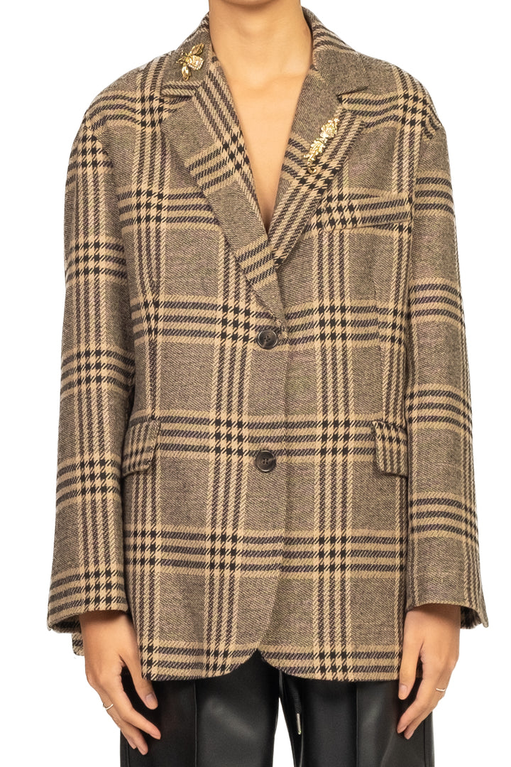 Tensione In - Giacca over a quadri con spille Art. 26B1034