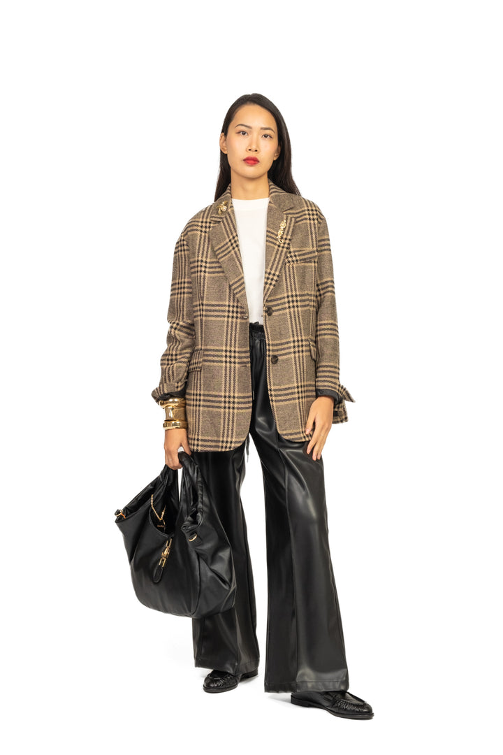 Tensione In - Giacca over a quadri con spille Art. 26B1034