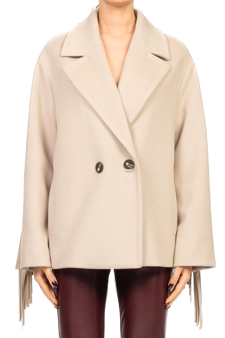 Vicolo - Giacca cappotto doppio petto con frange Art. TF1556