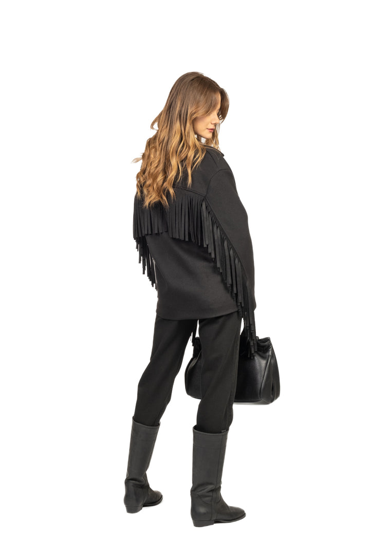 Vicolo - Giacca cappotto doppio petto con frange Art. TF1556
