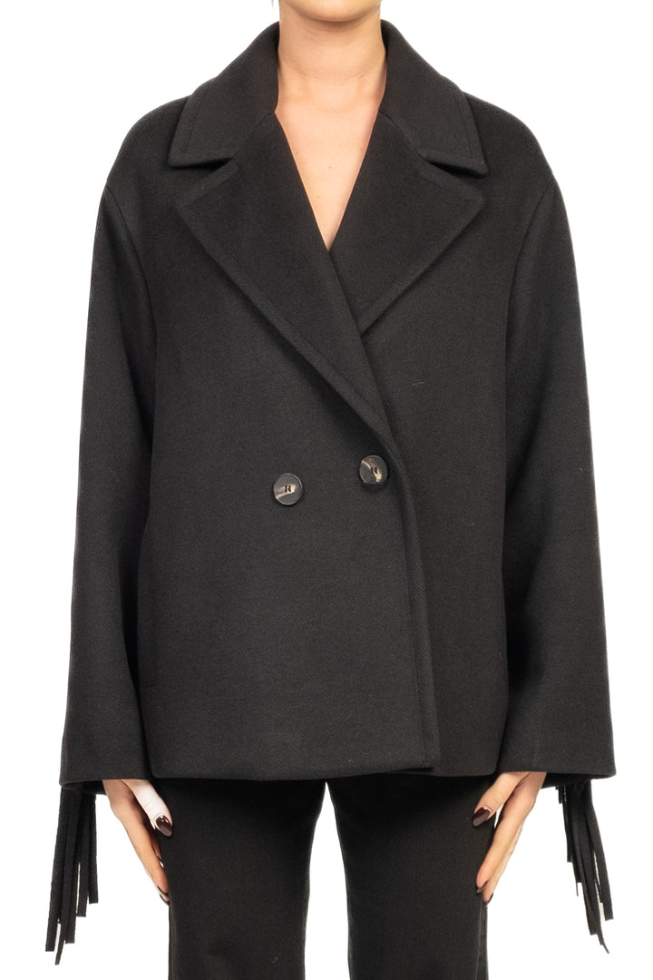 Vicolo - Giacca cappotto doppio petto con frange Art. TF1556