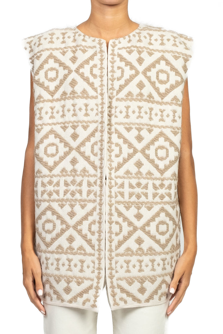 Tensione In - Gilet over etnico con pelliccia Art. W5HMG80A400