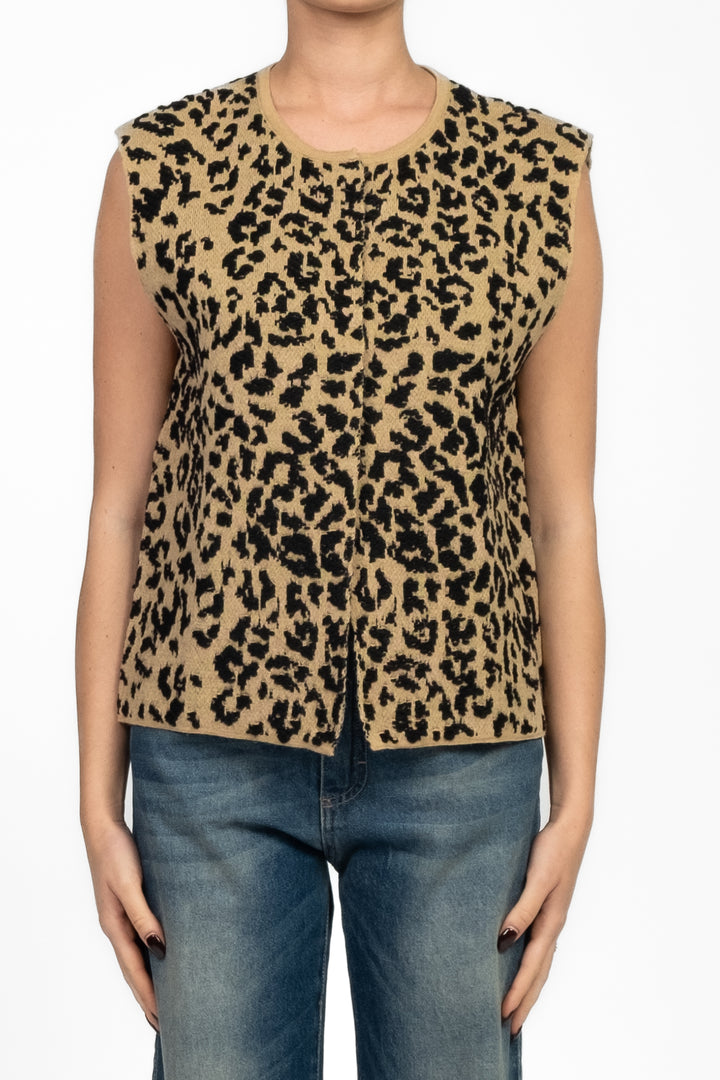 Tensione in - Gilet in maglia animalier Art. W5HMG85A400