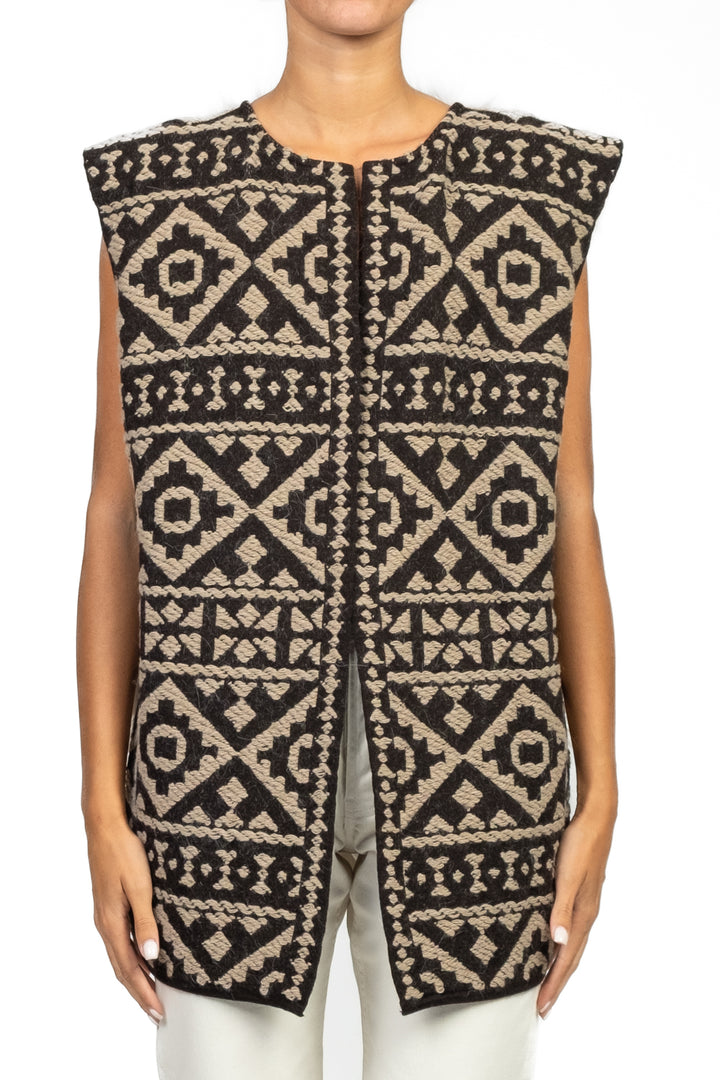 Tensione In - Gilet over etnico con pelliccia Art. W5HMG80A400