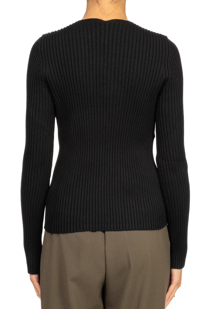 Tensione In - Maglia a costine con scollo intrecciato Art. W5HMJ55A418