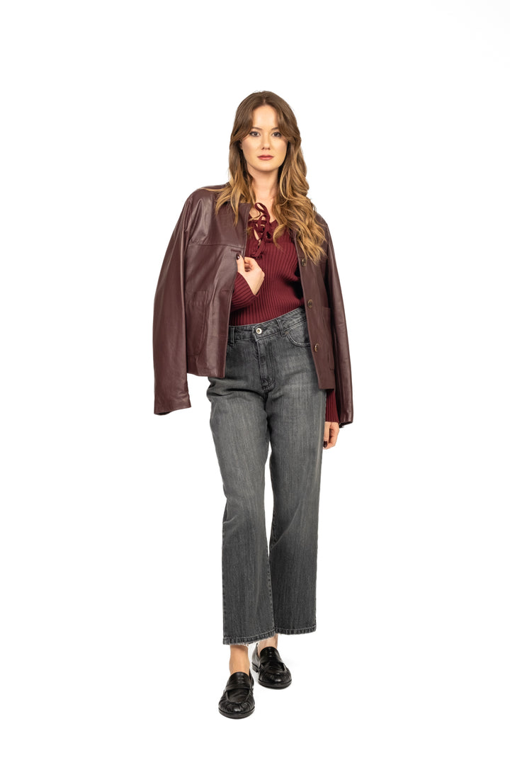 Tensione In - Maglia a costine con scollo intrecciato Art. W5HMJ55A418