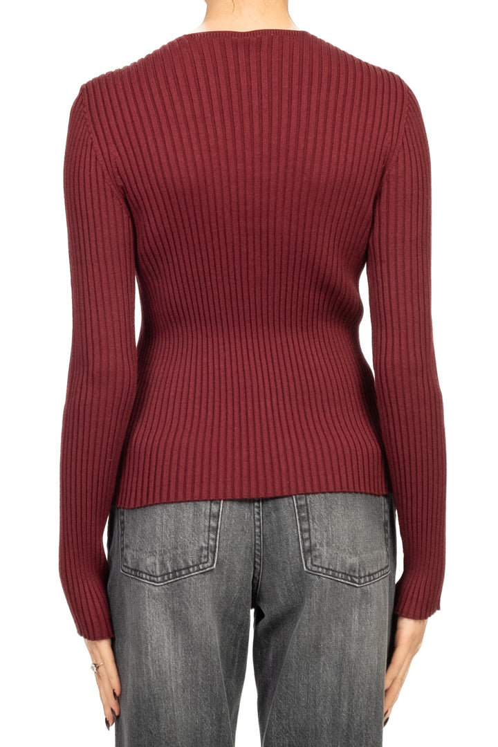 Tensione In - Maglia a costine con scollo intrecciato Art. W5HMJ55A418