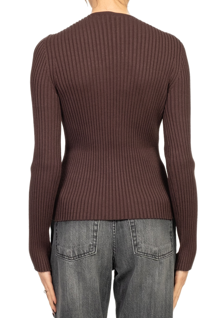 Tensione In - Maglia a costine con scollo intrecciato Art. W5HMJ55A418