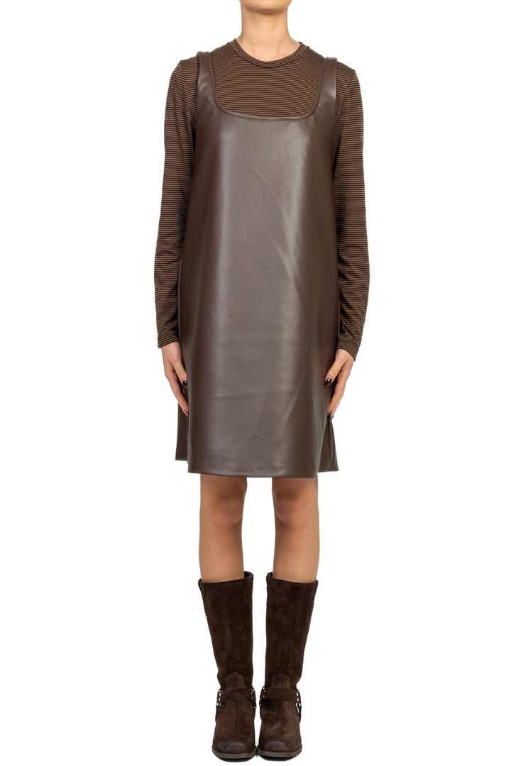 Tensione In - Abito canotta ecopelle con t-shirt righe Art. W25X730