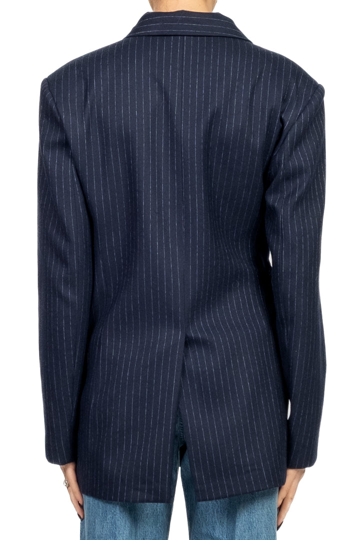 Tensione In - Giacca gessata con fibbia laterale Art. 37816