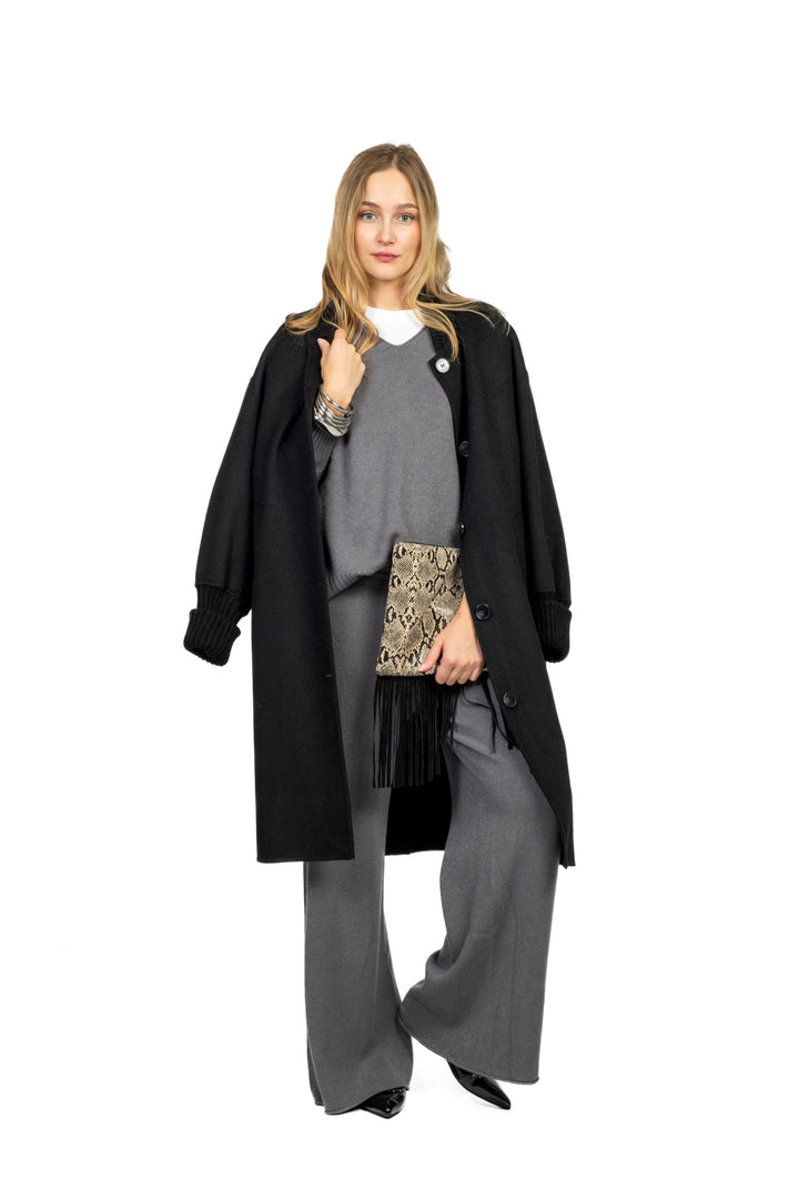 Vicolo - Cappotto lungo hand made con polsini Art. TF0027