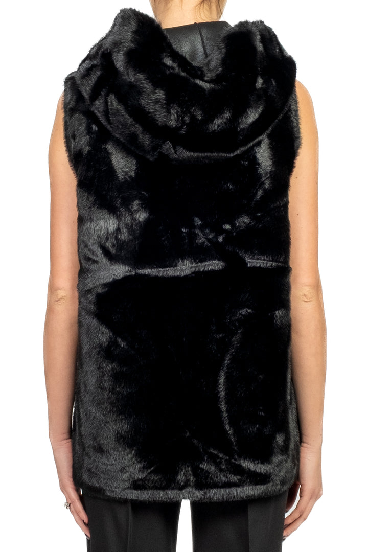 Emunà - Gilet pelliccia con cappuccio