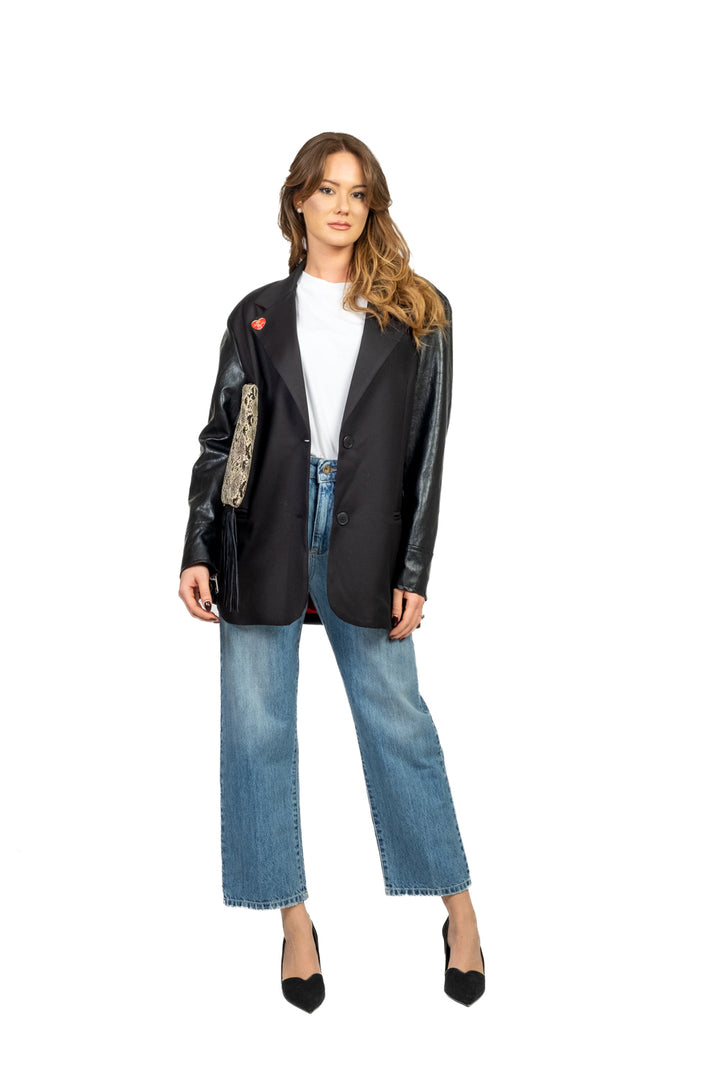 Tensione In - Giacca over con maniche ecopelle Art. 37829