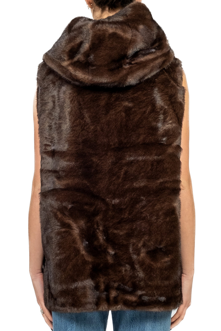 Emunà - Gilet pelliccia con cappuccio