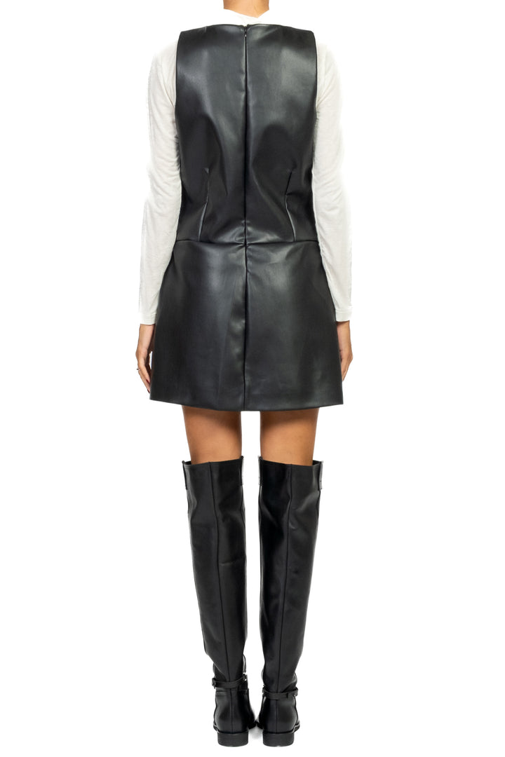 Tensione In - Abito mini ecopelle con maglia Art. W25X742