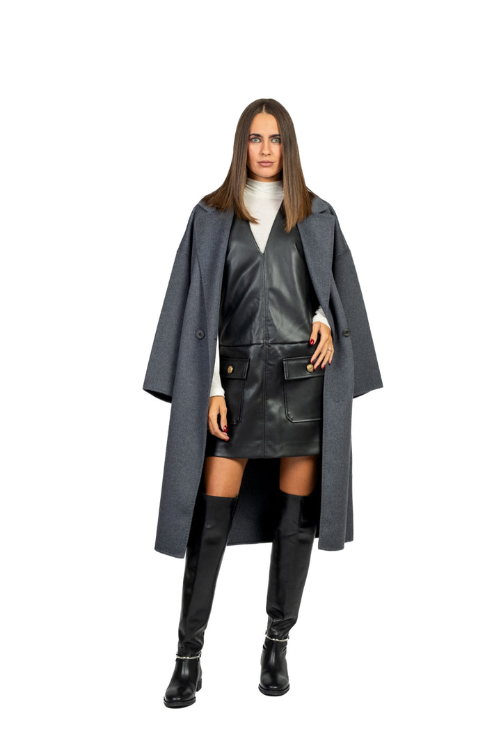 Tensione In - Abito mini ecopelle con maglia Art. W25X742