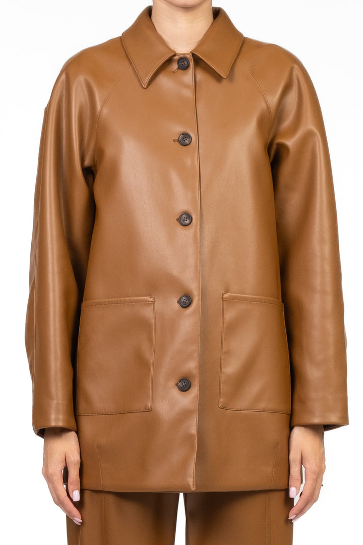 MM MaxMara - Giacca ecopelle tasche a toppa FUOCO Art. 2526916067