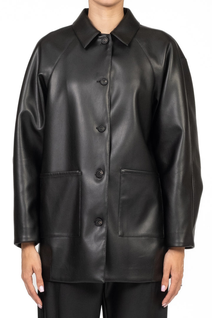 MM MaxMara - Giacca ecopelle tasche a toppa FUOCO Art. 2526916067